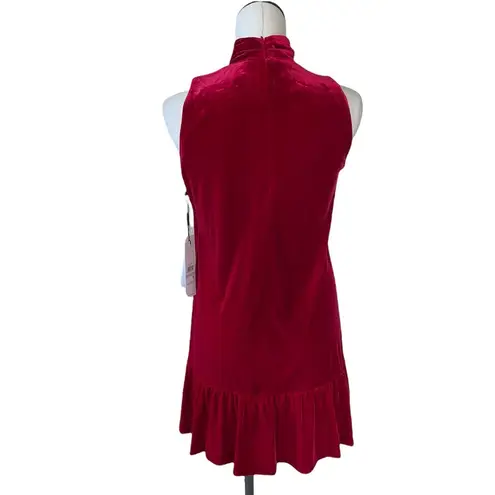 Calvin Klein COPY - NWT  Red Velvet Mock Neck Tired Dress SZ-6