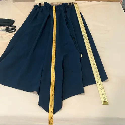 Donna Karan Donna Karen Elegant Navy Blue Drawcord Women's Asymmetrical Midi Skirt Size XL