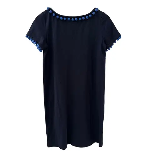 Boden Pom Pom Crew Neck Pullover Shift Dress Blue Size 2 Petite Blue