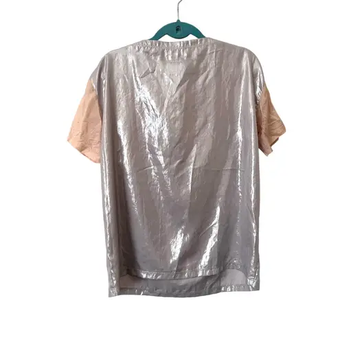 MM6 MAISON MARTIN MARGIELA Metallic Relaxed Blouse Sz44 (US8) Silver Size 8