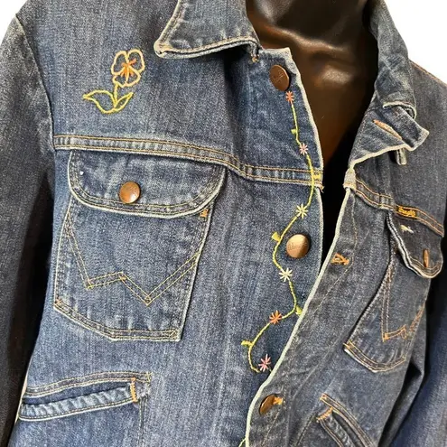 Wrangler  Owl Embroidered Jean Trucker Jacket Vintage 70’s