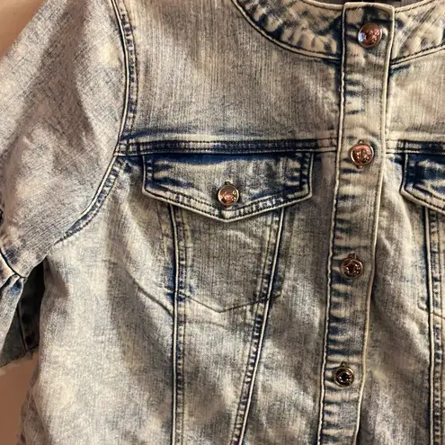 C Wonder Christian Siriano Womens Denim Button Down Shirt L Acid Wash Light Blue Size L