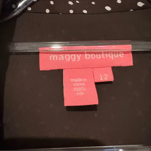 Maggy Boutique Silk Women's Polka Dot Blazer blouse brown white size 12