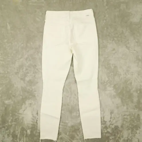 Mother The Looker Ankle Fray White Jeans Mid Rise GLASS SLIPPER size 26