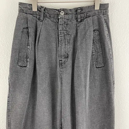 Vintage 90s Dark Grey Black High Rise Grunge Pleated Tapered Leg Trouser Pants Gray Size 8