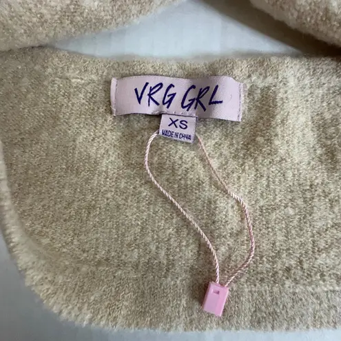 VRG GRL Halter Top Knit Sweater Vest Button Front Sleeveless XS Tan