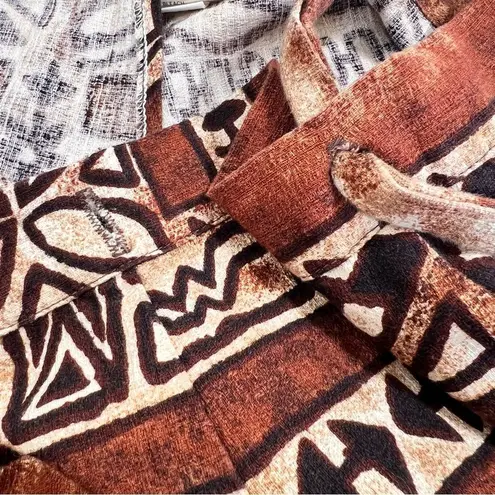 Vintage 1960’s Tiki Tapa Designs Barkcloth Hawaiian Maxi Wrap Skirt Brown Size undefined