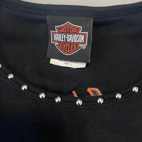 Harley Davidson Studded Crop Baby TShirt Black Size Large