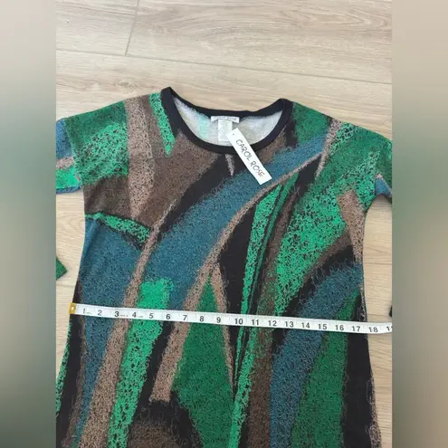 Carol Rose Vintage  Green and Brown Abstract Top