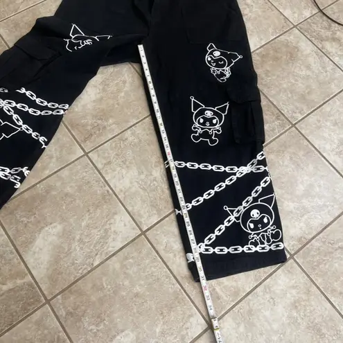 Hot Topic X Sanrio Kuromi Belt Chain Carpenter Pants 100 % Cotton Size 22 Black