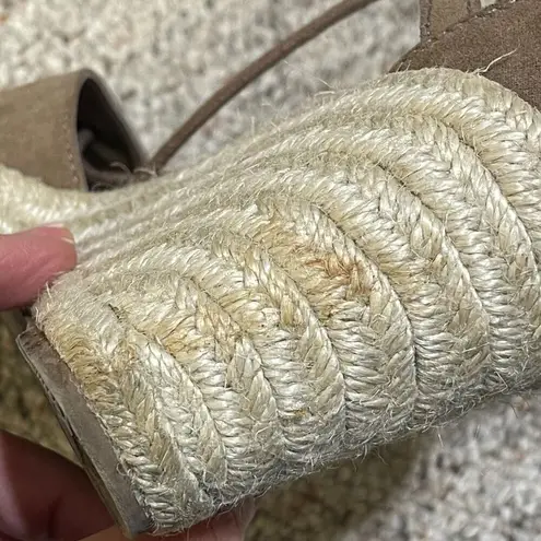 DV Dolce Vita Taupe Suede Manica Lace Up Zip Back Espadrille Wedge 8 M Boho Brown