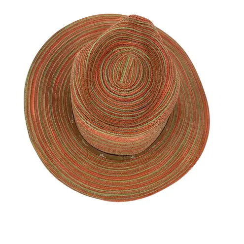 Pistil Straw Sun Hat with Zebra Sash Detail Orange Rust Striped