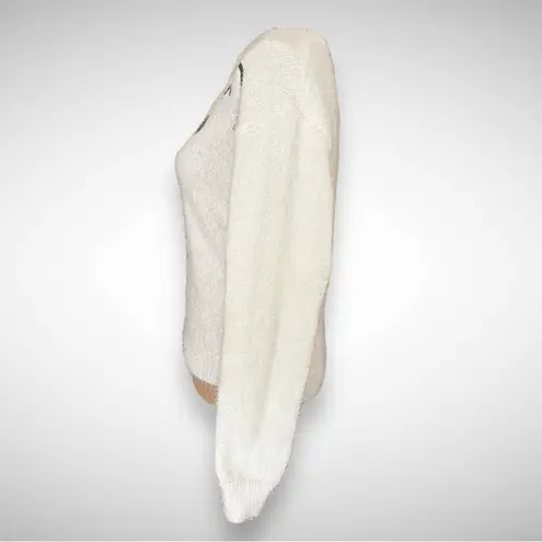 Holiday Time White Polar Bear Long Sleeve Relaxed Fit Sweater Small | EUC