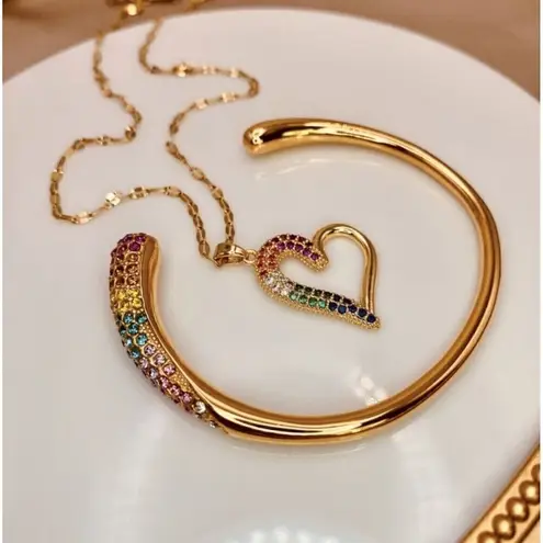 18K Gold plated Open Cuff bangle Bracelet multi Stainless Steel womens jewelry