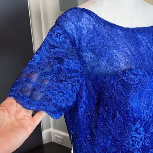 Women’s Short Sleeve Full Length Lace & Tulle Bridesmaid Party Dress Size XL NWT Blue