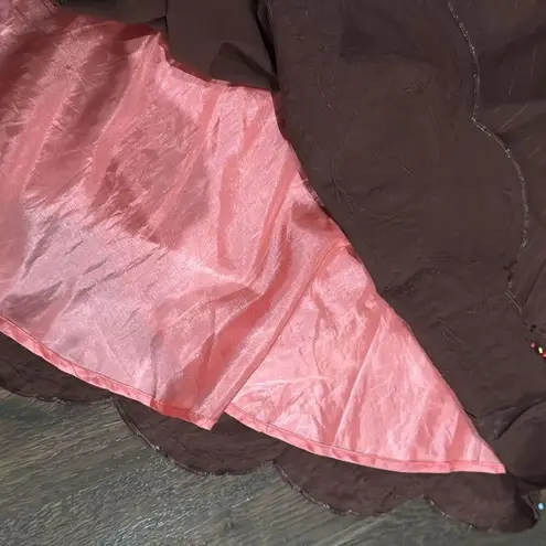 Basi and Maude embroidered embellished beaded brown western skirt size 6