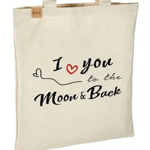 The Moon "I LOVE YOU TO & BACK" ECO FRIENDLY TOTE BAG 13.5X15