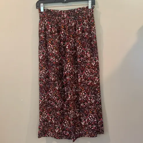 DR2 Cropped Pants Wide Leg Women’s Small Multi Colored Elastic and Tie Waist Black