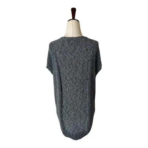 Lafayette 148 Sweater Women Small Black Silver Short Sleeve Hi Low Mature Career