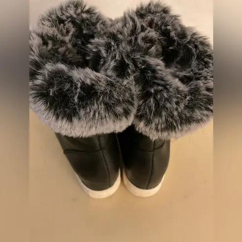 J/Slides Women's Black leather Fur