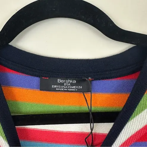 Bershka Berksha Colorful Rainbow Stripe Crewneck Sweater Size XS