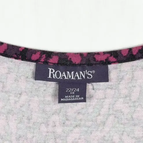 Roamans Plus Size 1X 22W 24W Top Hot Pink Black Leopard Print Animal Knit 409 Pink