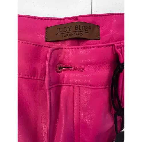 Judy Blue The Deb Hot Pink Faux Leather Straight Leg Jeans Tummy Control Sz 9/29