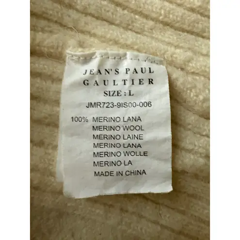 Vintage Jean Paul Gaultier Wool Zip Up Turtleneck Sweater Cream Size L Size L