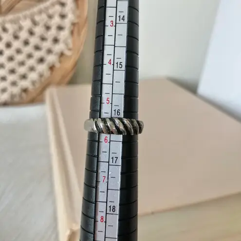 Silver Black Zebra Stripe Neutral Ring Band “Bindi” Twisted Masculine Grunge Jewelry