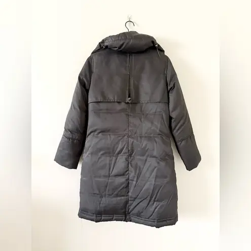 Platinum Utex Down High Collar Puff Long Coat in Black Size S