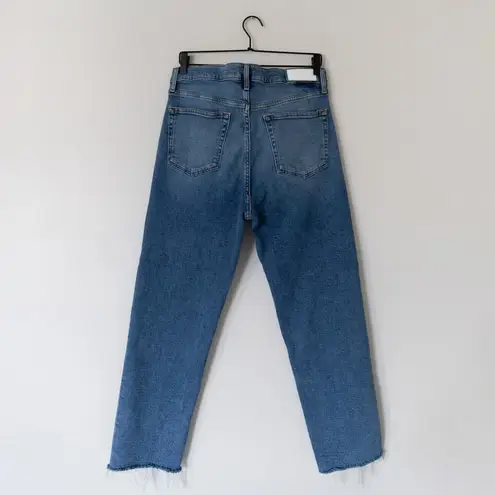 RE/DONE  Stove Pipe High Rise Button Fly Straight Leg Jeans in Mid 70s Size 31