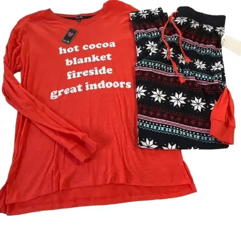 NWT COZY ZOE Fireside Long Sleeve Top & Fair Isle Pants 2 pc Pajama Set Size Sm Orange