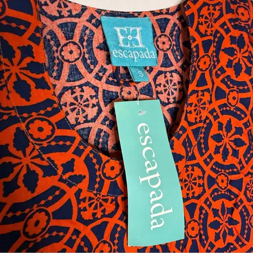 Escapada Living Charleston Tunic Dress Navy Orange Zambia Print Size Small NWT