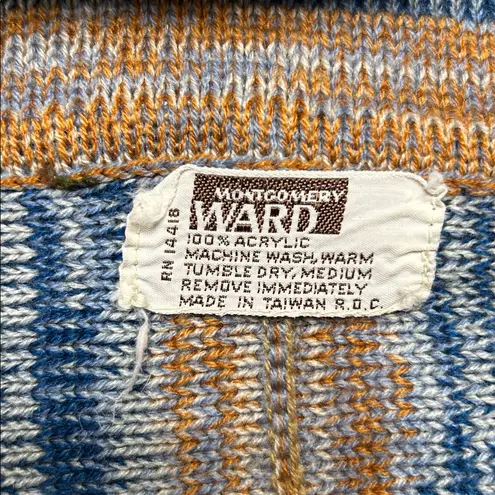 Vintage Montgomery Ward Space Dye Sweater with Toggle Closure Blue