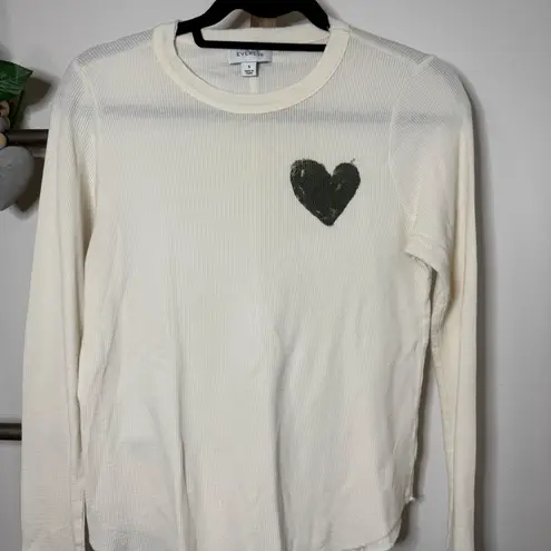 Evereve Cream Thermal Heart Long Sleeve Size Small