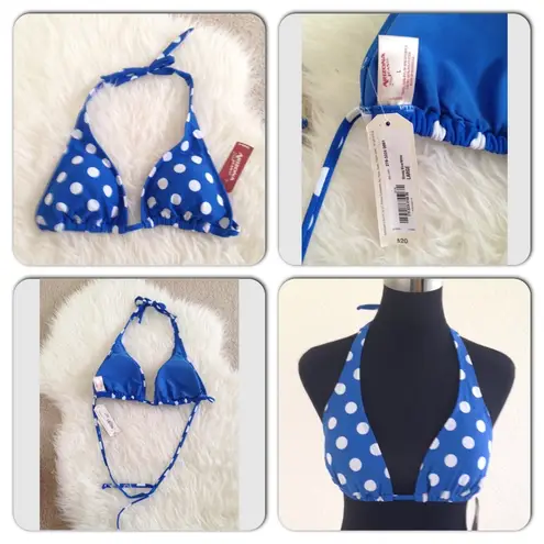 Arizona Jeans Blue Polka Dots Halter Bikini NWT