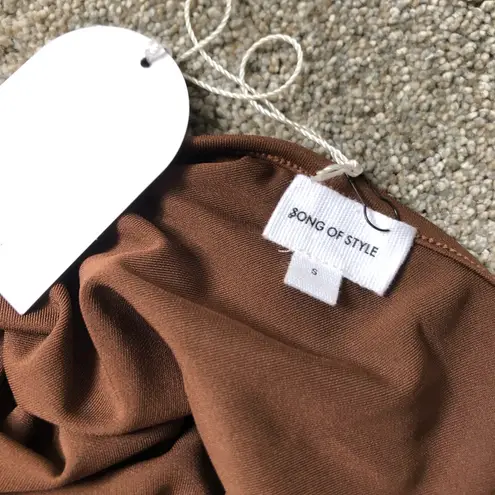 NWT Song of Style Foley Bodysuit One Sleeve in Chocolate Brown Size Small