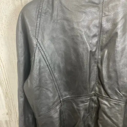 DANIER Vintage Leather Jacket Size S Black Biker Moto Two Way Zipper Grunge