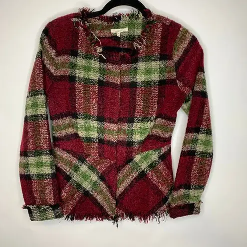 Mystree Plaid Raw Hem Fringe Blazer Sz Small