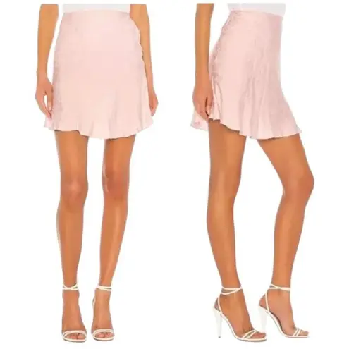 L'Academie Skirt Women XS Primrose Pink Satin Floral The Elsa Button Mini Slip