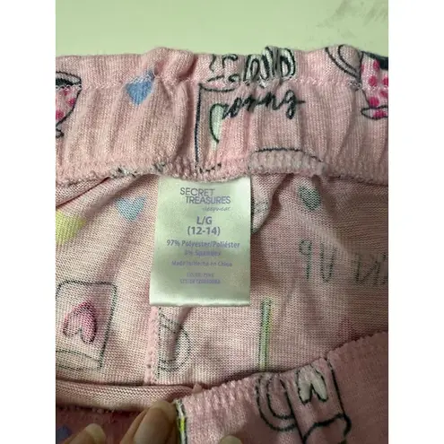secret treasures Pajama Set Size M Top Large Bottom Coffee Tank Top Shorts Pink