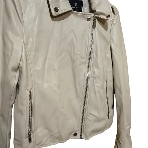 Bagatelle NWT Cream Faux Leather Moto Jacket Women’s M | Vegan Neutral Chic Fall