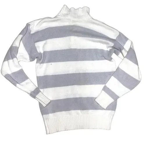 st. john's bay white and grey striped button up oversized sweater