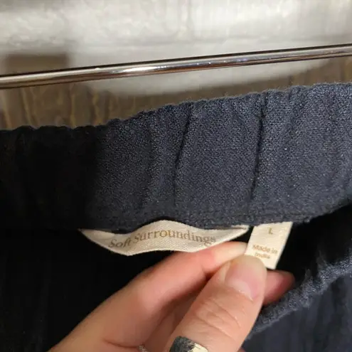 Soft Surroundings Black 100% Cotton Pull On Elastic Waist Casual Pants Size L
