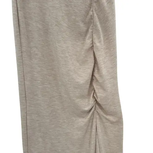 Modern Citizen Kiki Ruched Side-Slit Midi Skirt Oatmeal Cream Size Small