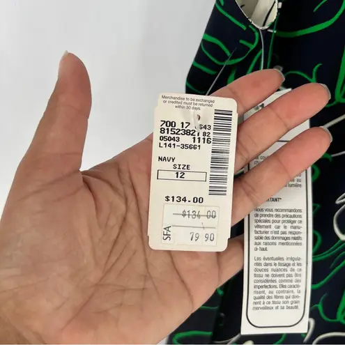 Peter Nygard Silk Green Navy Sleeveless Scribble Printed Women's Tank Top 12