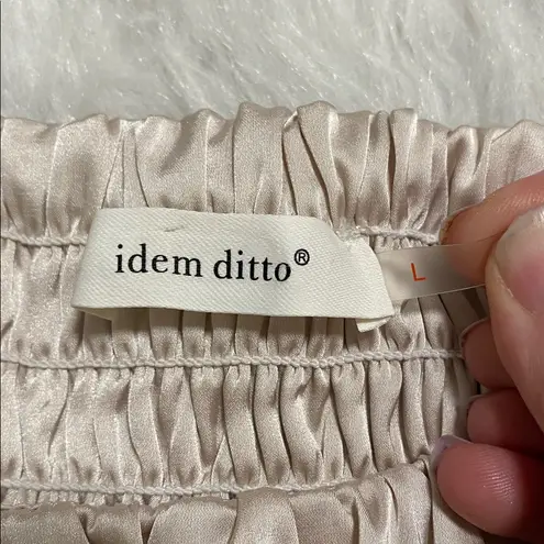 idem Ditto Identifying ditto off shoulder cropped balloon cap sleeve silk blouse L