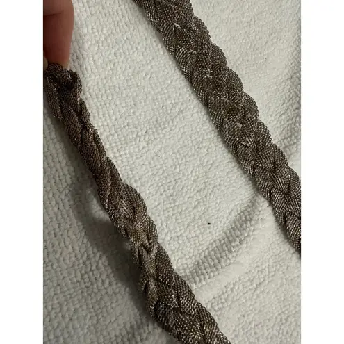 Womens Vintage Braided Chain Belt Metallic Silver Adjustable Dressy Fashion