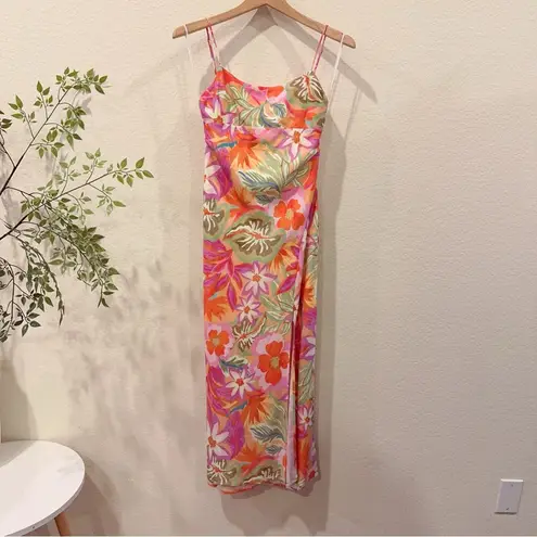 ASTR  Gabriella Midi Dress in Orange Purple Multi Size Small NWT