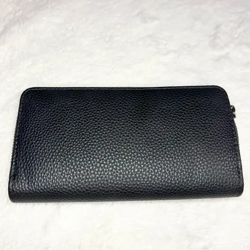 Badgley Mischka Black Textured Faux Pebble Leather Long Zip Around Wallet NEW